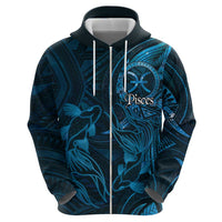 Personalised Polynesia Zodiac Pisces Zip Hoodie Galaxy Polynesian Pattern Chest Tattoo Style