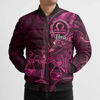 Personalised Polynesia Zodiac Libra Bomber Puffer Jacket Galaxy Polynesian Pattern Chest Tattoo Style