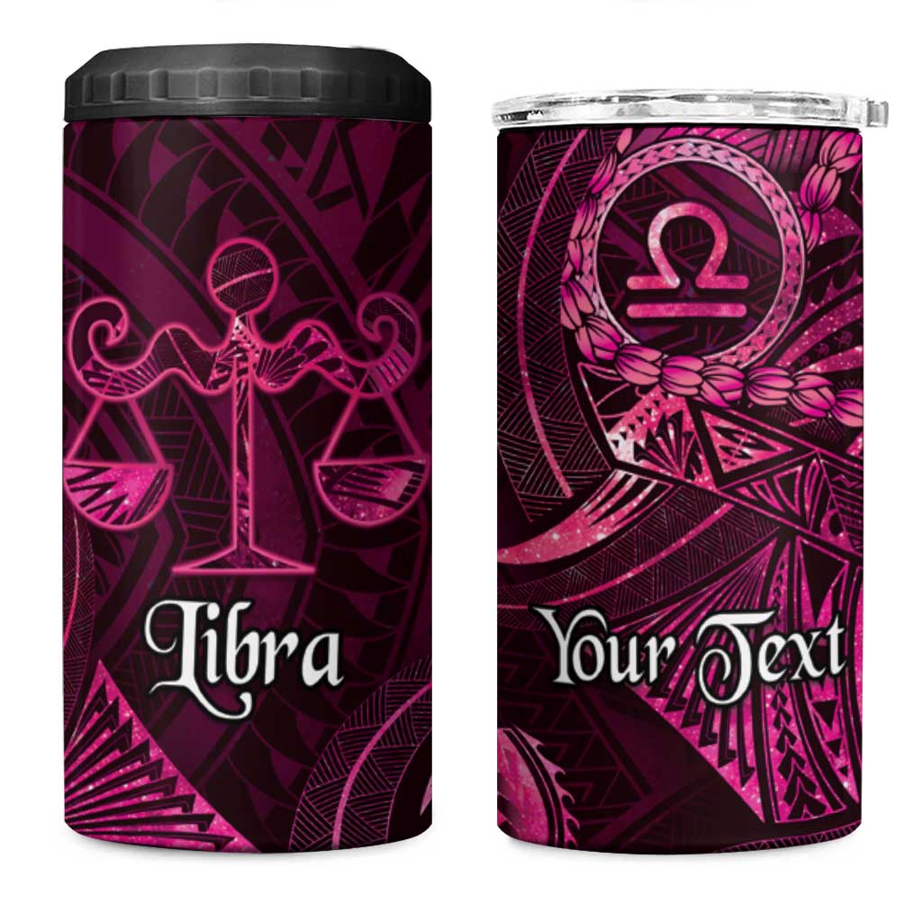 Personalised Polynesia Zodiac Libra 4 in 1 Can Cooler Tumbler Galaxy Polynesian Pattern Chest Tattoo Style