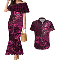 Personalised Polynesia Zodiac Libra Couples Matching Mermaid Dress and Hawaiian Shirt Galaxy Polynesian Pattern Chest Tattoo Style