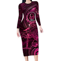 Personalised Polynesia Zodiac Libra Family Matching Long Sleeve Bodycon Dress and Hawaiian Shirt Galaxy Polynesian Pattern Chest Tattoo Style