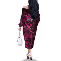 Personalised Polynesia Zodiac Libra Family Matching Off The Shoulder Long Sleeve Dress and Hawaiian Shirt Galaxy Polynesian Pattern Chest Tattoo Style