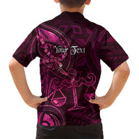 Personalised Polynesia Zodiac Libra Family Matching Off Shoulder Short Dress and Hawaiian Shirt Galaxy Polynesian Pattern Chest Tattoo Style