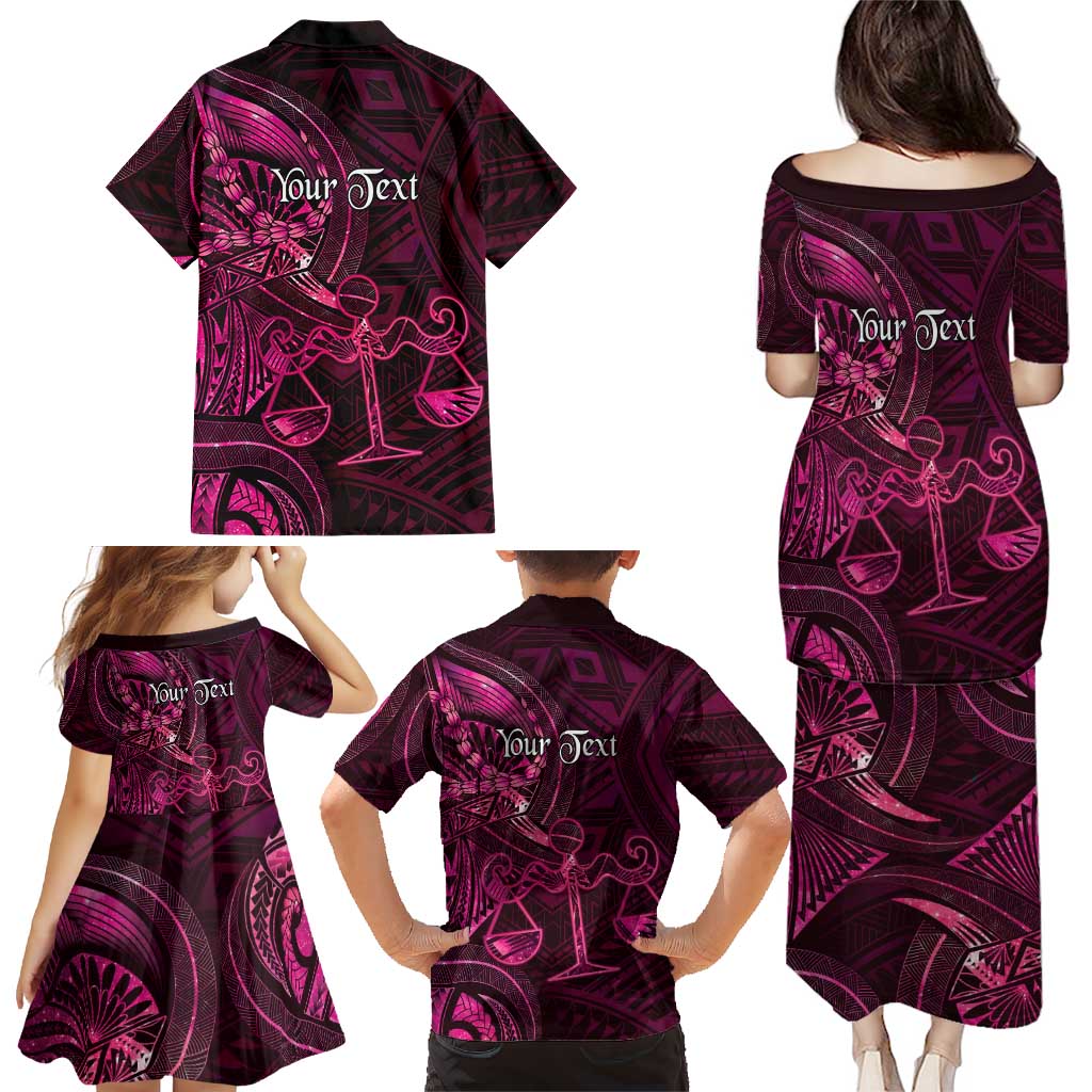 Personalised Polynesia Zodiac Libra Family Matching Puletasi and Hawaiian Shirt Galaxy Polynesian Pattern Chest Tattoo Style