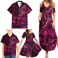 Personalised Polynesia Zodiac Libra Family Matching Summer Maxi Dress and Hawaiian Shirt Galaxy Polynesian Pattern Chest Tattoo Style