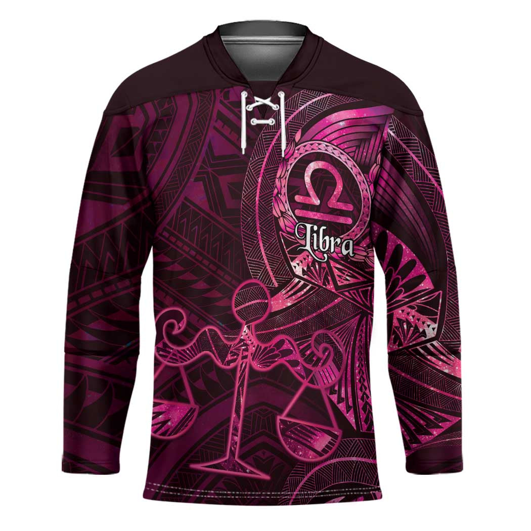 Personalised Polynesia Zodiac Libra Hockey Jersey Galaxy Polynesian Pattern Chest Tattoo Style