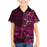 Personalised Polynesia Zodiac Libra Kid Hawaiian Shirt Galaxy Polynesian Pattern Chest Tattoo Style