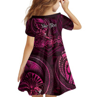 Personalised Polynesia Zodiac Libra Kid Short Sleeve Dress Galaxy Polynesian Pattern Chest Tattoo Style