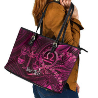 Personalised Polynesia Zodiac Libra Leather Tote Bag Galaxy Polynesian Pattern Chest Tattoo Style
