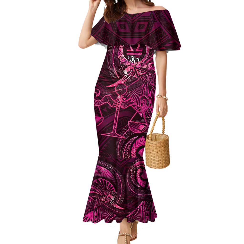 Personalised Polynesia Zodiac Libra Mermaid Dress Galaxy Polynesian Pattern Chest Tattoo Style