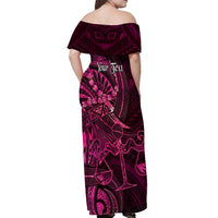 Personalised Polynesia Zodiac Libra Off Shoulder Maxi Dress Galaxy Polynesian Pattern Chest Tattoo Style