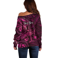 Personalised Polynesia Zodiac Libra Off Shoulder Sweater Galaxy Polynesian Pattern Chest Tattoo Style