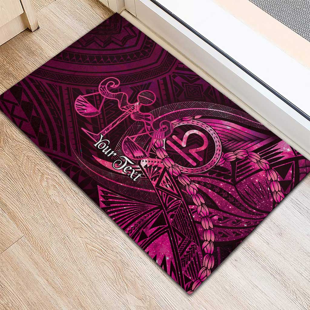 Personalised Polynesia Zodiac Libra Rubber Doormat Galaxy Polynesian Pattern Chest Tattoo Style