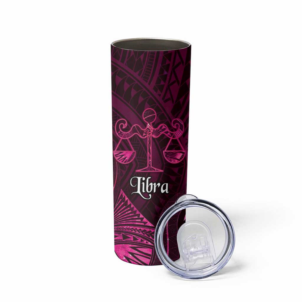 Personalised Polynesia Zodiac Libra Skinny Tumbler Galaxy Polynesian Pattern Chest Tattoo Style