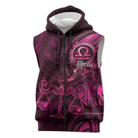 Personalised Polynesia Zodiac Libra Sleeveless Zip Hoodie Galaxy Polynesian Pattern Chest Tattoo Style