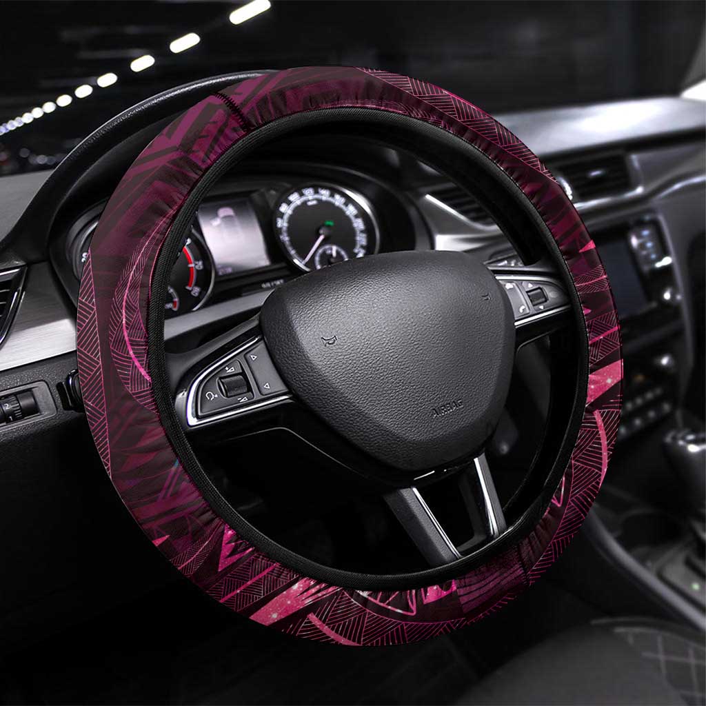 Polynesia Zodiac Libra Steering Wheel Cover Galaxy Polynesian Pattern Chest Tattoo Style