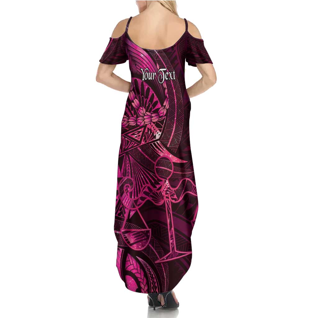 Personalised Polynesia Zodiac Libra Summer Maxi Dress Galaxy Polynesian Pattern Chest Tattoo Style