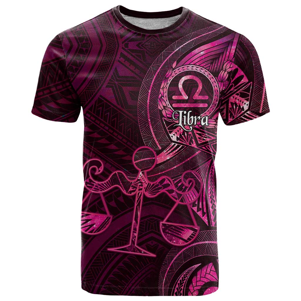 Personalised Polynesia Zodiac Libra T Shirt Galaxy Polynesian Pattern Chest Tattoo Style