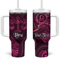 Personalised Polynesia Zodiac Libra Tumbler With Handle Galaxy Polynesian Pattern Chest Tattoo Style