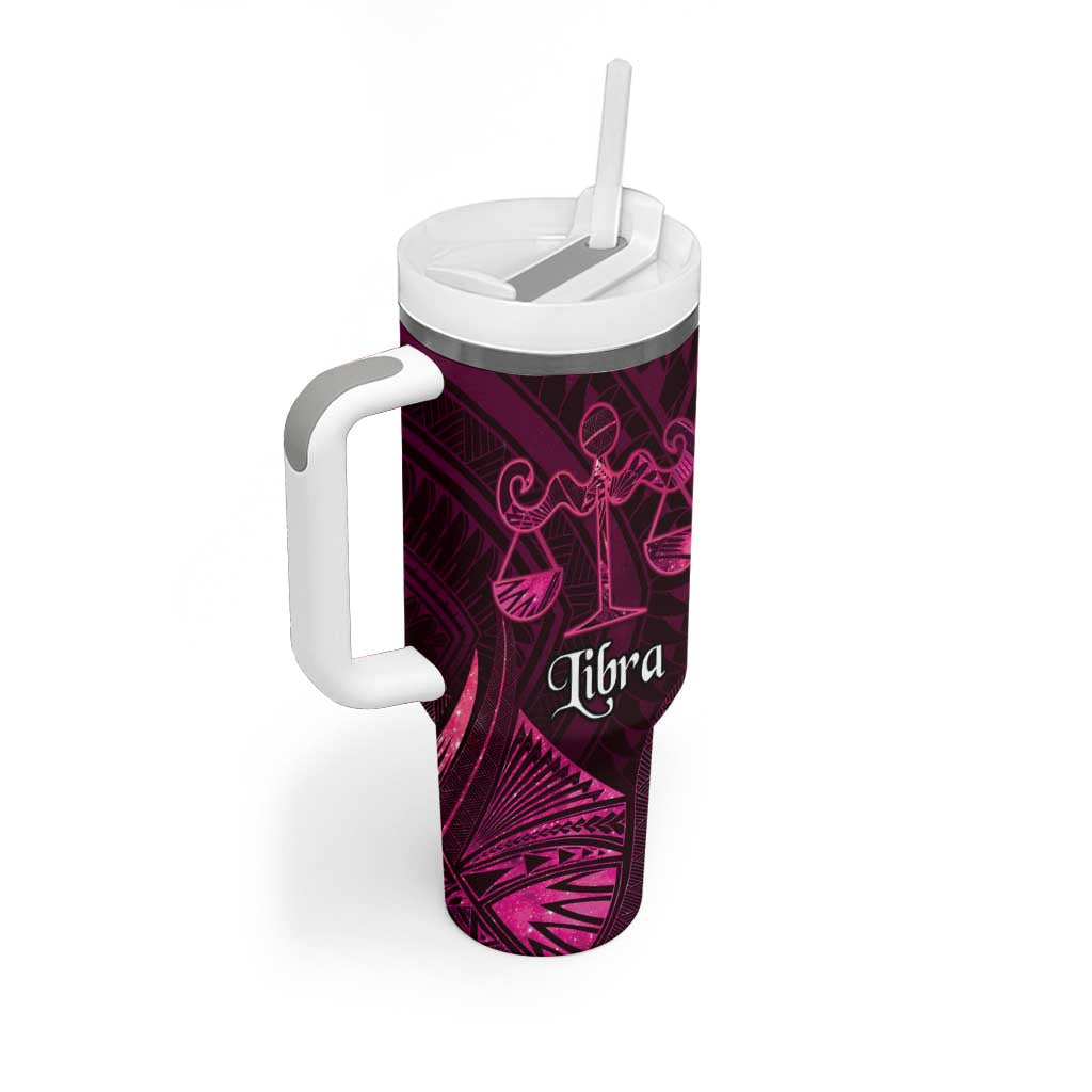Personalised Polynesia Zodiac Libra Tumbler With Handle Galaxy Polynesian Pattern Chest Tattoo Style