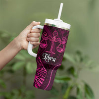 Personalised Polynesia Zodiac Libra Tumbler With Handle Galaxy Polynesian Pattern Chest Tattoo Style