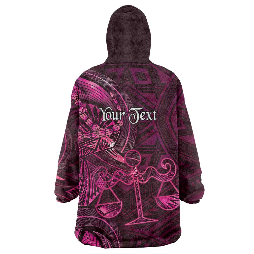 Personalised Polynesia Zodiac Libra Wearable Blanket Hoodie Galaxy Polynesian Pattern Chest Tattoo Style