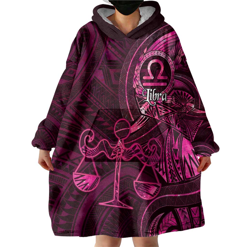 Personalised Polynesia Zodiac Libra Wearable Blanket Hoodie Galaxy Polynesian Pattern Chest Tattoo Style