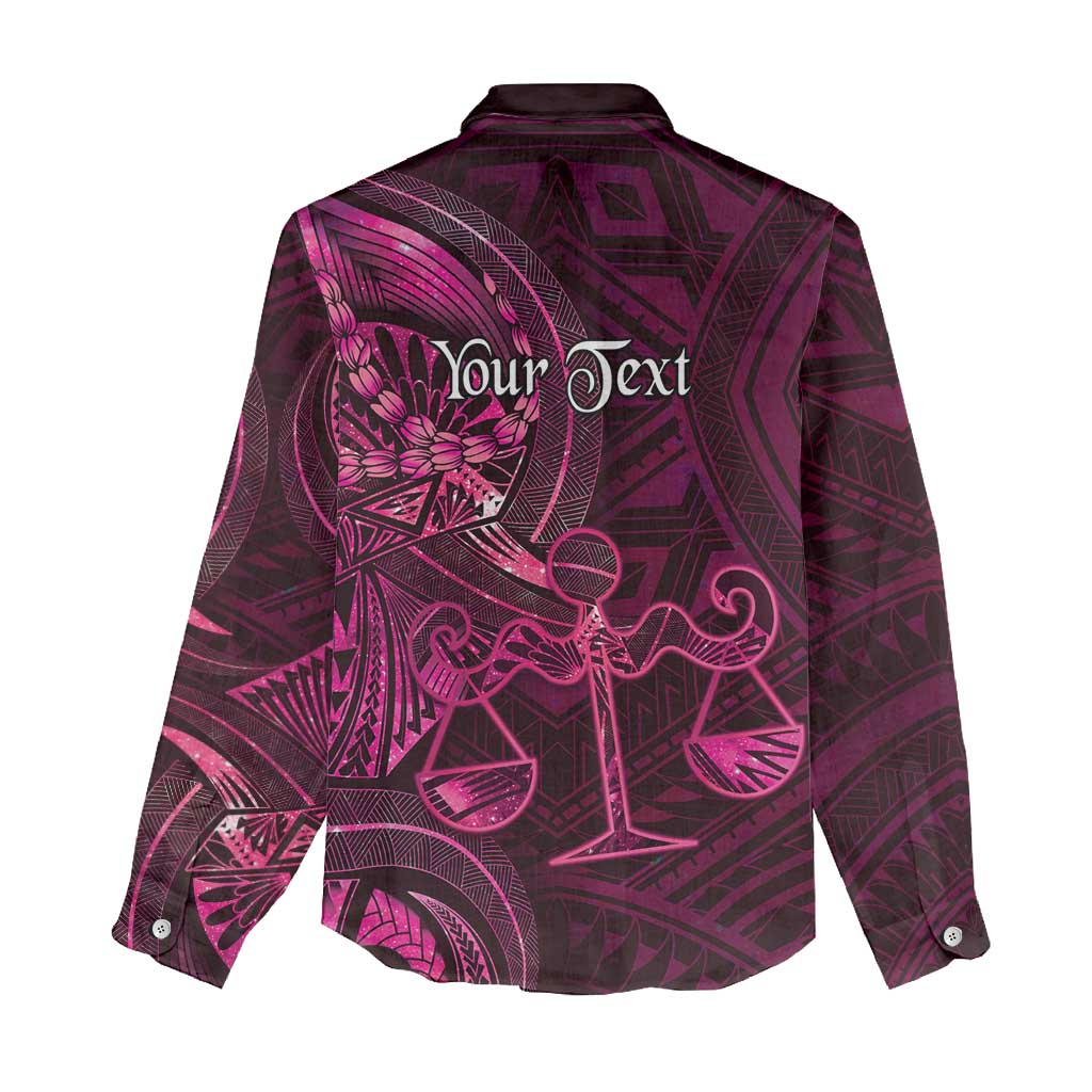 Personalised Polynesia Zodiac Libra Women Casual Shirt Galaxy Polynesian Pattern Chest Tattoo Style
