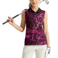 Personalised Polynesia Zodiac Libra Women Sleeveless Polo Shirt Galaxy Polynesian Pattern Chest Tattoo Style