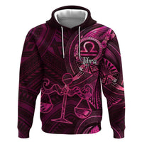 Personalised Polynesia Zodiac Libra Zip Hoodie Galaxy Polynesian Pattern Chest Tattoo Style