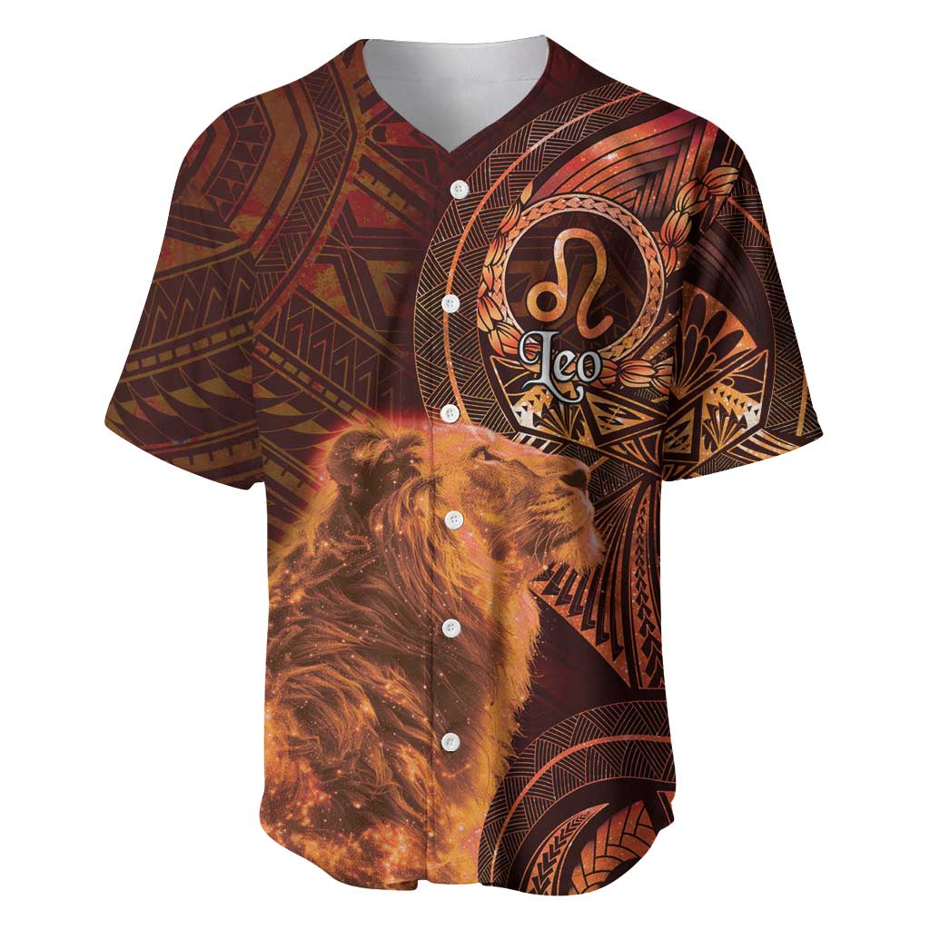 Personalised Polynesia Zodiac Leo Baseball Jersey Galaxy Polynesian Pattern Chest Tattoo Style