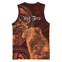 Personalised Polynesia Zodiac Leo Basketball Jersey Galaxy Polynesian Pattern Chest Tattoo Style