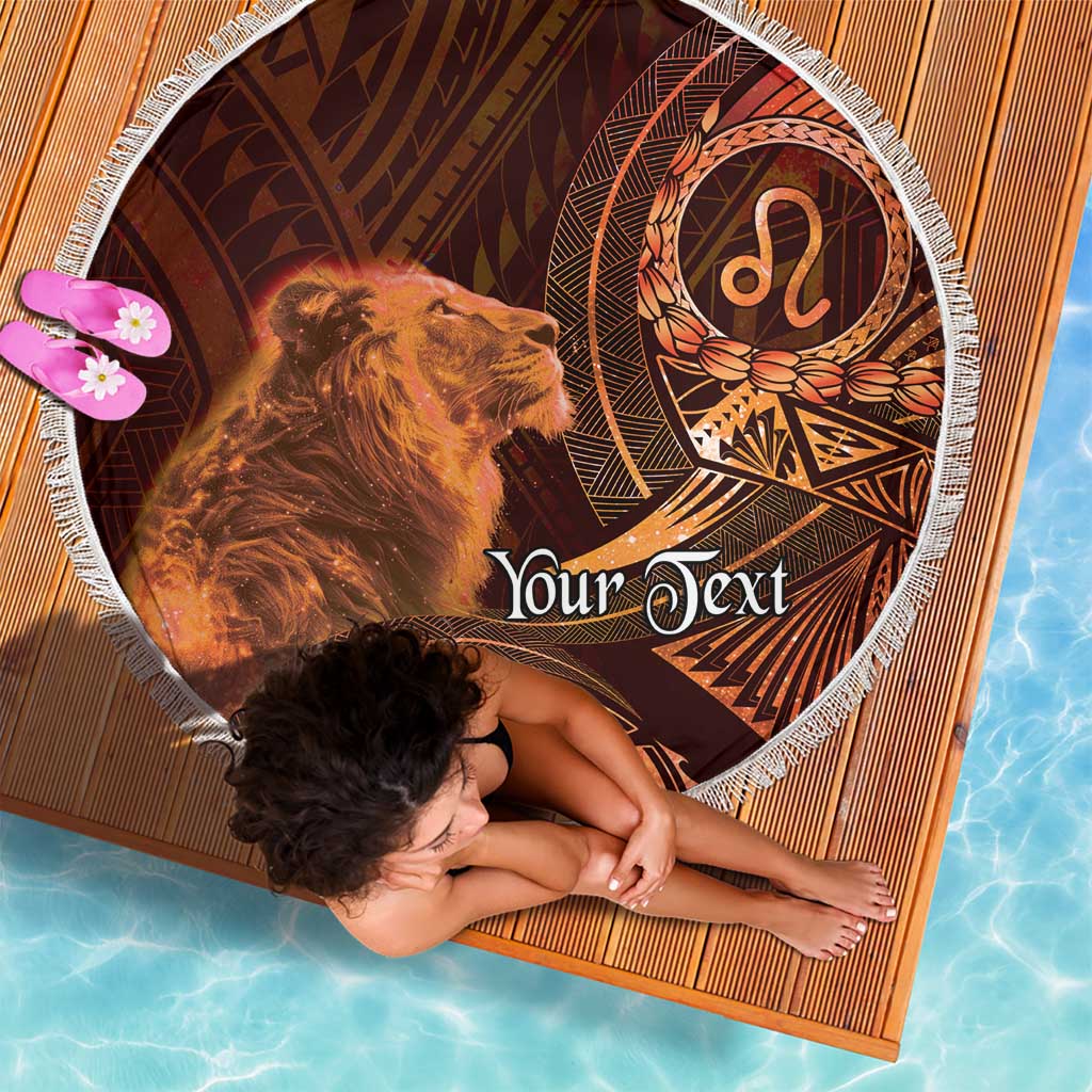 Personalised Polynesia Zodiac Leo Beach Blanket Galaxy Polynesian Pattern Chest Tattoo Style