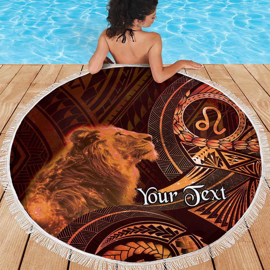 Personalised Polynesia Zodiac Leo Beach Blanket Galaxy Polynesian Pattern Chest Tattoo Style