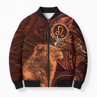 Personalised Polynesia Zodiac Leo Bomber Puffer Jacket Galaxy Polynesian Pattern Chest Tattoo Style