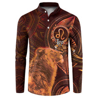 Personalised Polynesia Zodiac Leo Button Sweatshirt Galaxy Polynesian Pattern Chest Tattoo Style