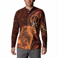 Personalised Polynesia Zodiac Leo Button Sweatshirt Galaxy Polynesian Pattern Chest Tattoo Style