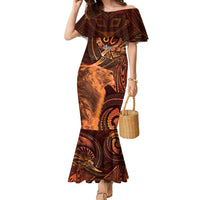 Personalised Polynesia Zodiac Leo Family Matching Mermaid Dress and Hawaiian Shirt Galaxy Polynesian Pattern Chest Tattoo Style