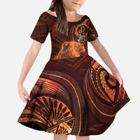 Personalised Polynesia Zodiac Leo Family Matching Off The Shoulder Long Sleeve Dress and Hawaiian Shirt Galaxy Polynesian Pattern Chest Tattoo Style
