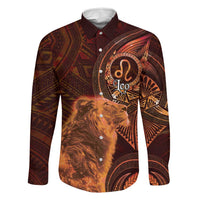 Personalised Polynesia Zodiac Leo Family Matching Off The Shoulder Long Sleeve Dress and Hawaiian Shirt Galaxy Polynesian Pattern Chest Tattoo Style