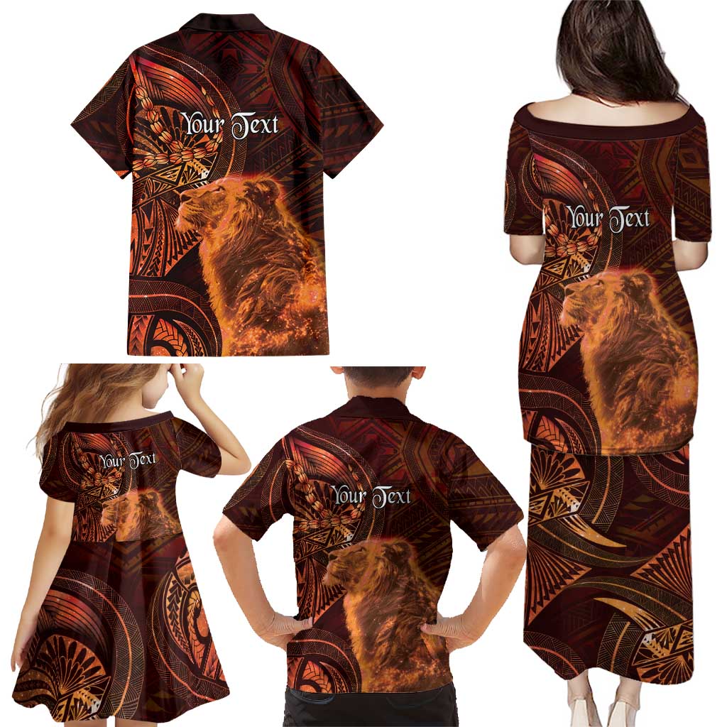 Personalised Polynesia Zodiac Leo Family Matching Puletasi and Hawaiian Shirt Galaxy Polynesian Pattern Chest Tattoo Style