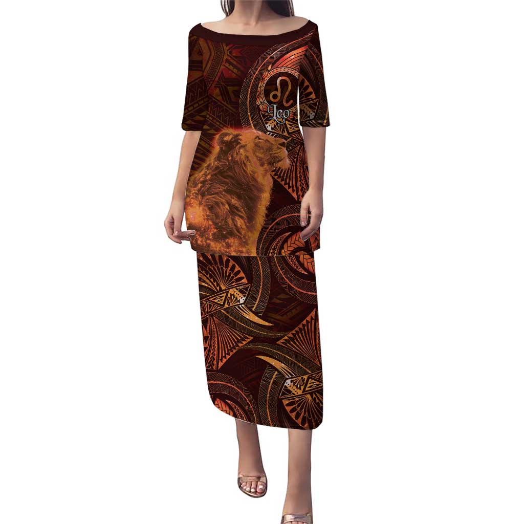 Personalised Polynesia Zodiac Leo Family Matching Puletasi and Hawaiian Shirt Galaxy Polynesian Pattern Chest Tattoo Style
