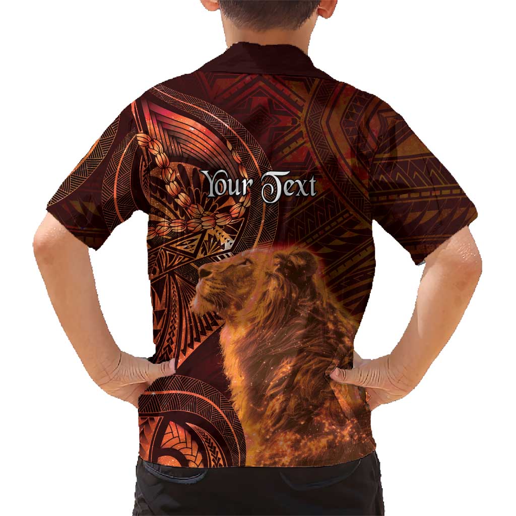 Personalised Polynesia Zodiac Leo Family Matching Short Sleeve Bodycon Dress and Hawaiian Shirt Galaxy Polynesian Pattern Chest Tattoo Style