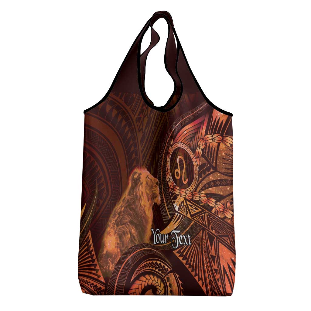 Personalised Polynesia Zodiac Leo Grocery Bag Galaxy Polynesian Pattern Chest Tattoo Style