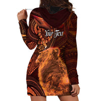 Personalised Polynesia Zodiac Leo Hoodie Dress Galaxy Polynesian Pattern Chest Tattoo Style