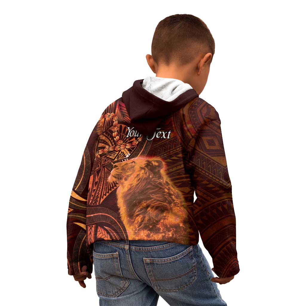 Personalised Polynesia Zodiac Leo Kid Hoodie Galaxy Polynesian Pattern Chest Tattoo Style