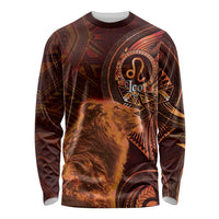 Personalised Polynesia Zodiac Leo Long Sleeve Shirt Galaxy Polynesian Pattern Chest Tattoo Style