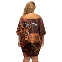 Personalised Polynesia Zodiac Leo Off Shoulder Short Dress Galaxy Polynesian Pattern Chest Tattoo Style