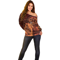 Personalised Polynesia Zodiac Leo Off Shoulder Sweater Galaxy Polynesian Pattern Chest Tattoo Style