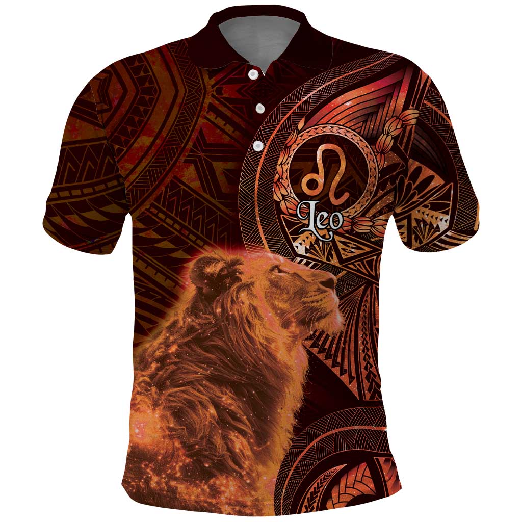 Personalised Polynesia Zodiac Leo Polo Shirt Galaxy Polynesian Pattern Chest Tattoo Style